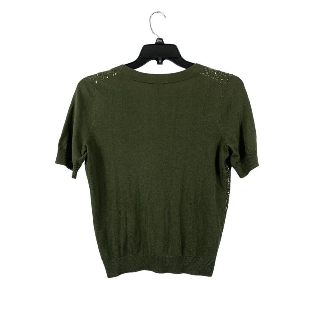 Talbots Women's Mean Green Sequin Top - Picture 2 of 7